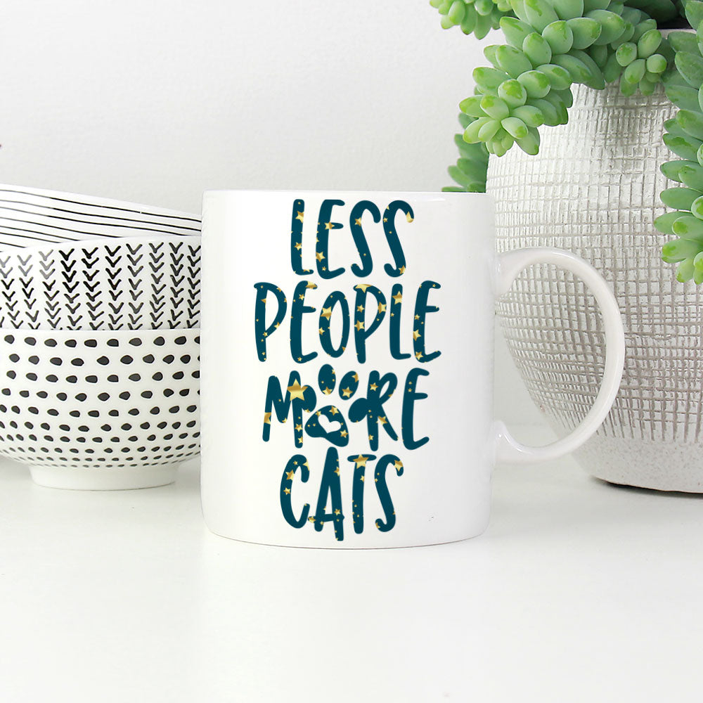 Less People More Cats In Star Pattern Mug at $13.95 found at Personalizedpetlovergifts