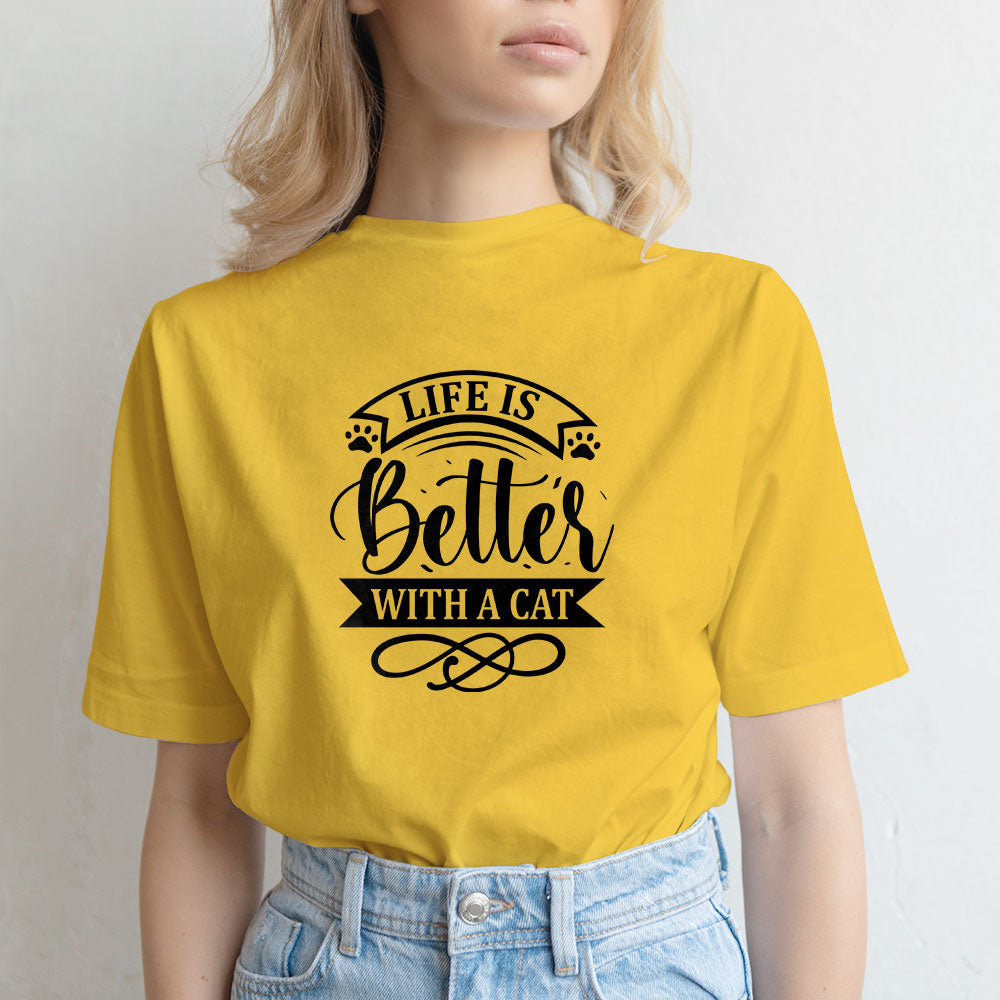 life is better with a cat Unisex T-Shirt at $22.95 found at Personalizedpetlovergifts