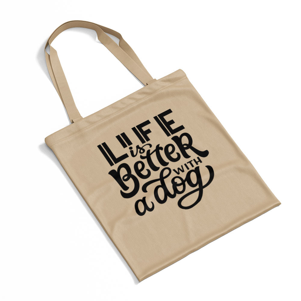 Life Is Better With A Dog Brush Font Totes at $22.95 found at Personalizedpetlovergifts