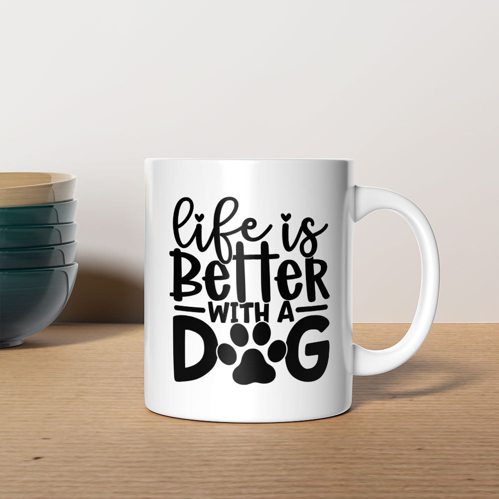 Life Is Better With A Dog With A Paw Mugs at $13.95 found at Personalizedpetlovergifts