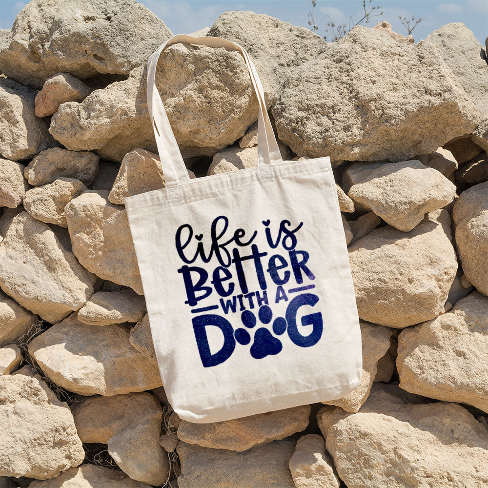 Life Is Better With A Dog With A Paw With Galaxy Font Totes at $22.95 found at Personalizedpetlovergifts