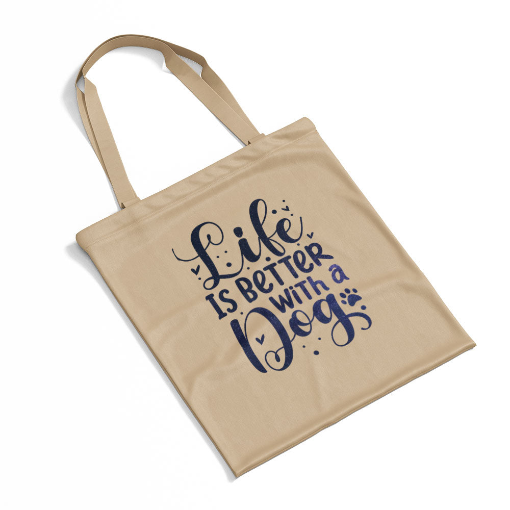 Life Is Better With A Dog With Green Galaxy Font Totes at $22.95 found at Personalizedpetlovergifts