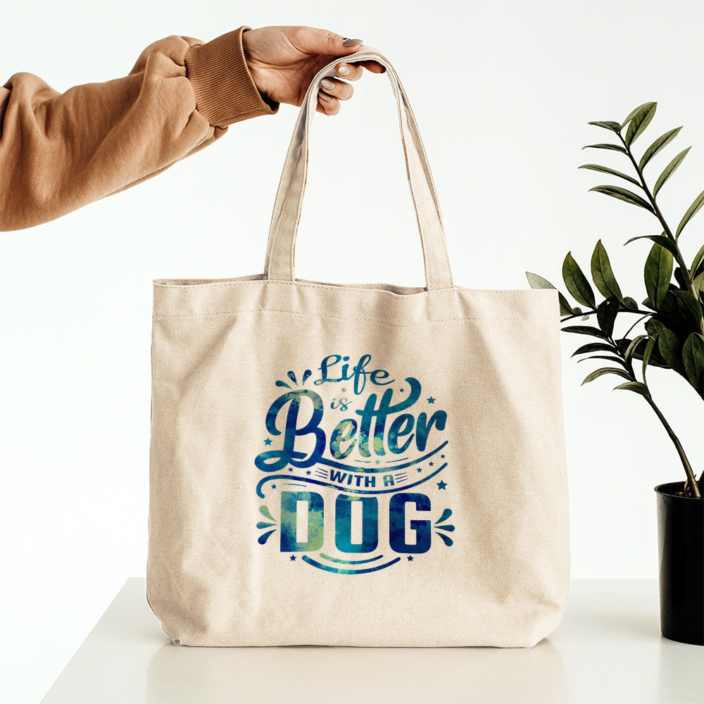 Life Is Better With A Dog With Paws With Galaxy Font Totes at $22.95 found at Personalizedpetlovergifts