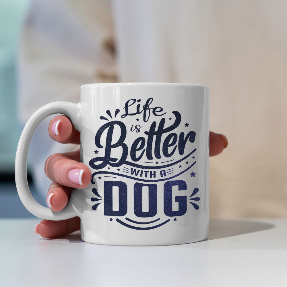 Life Is Better With A Dog With Paws with Green Galaxy font Mugs at $13.95 found at Personalizedpetlovergifts