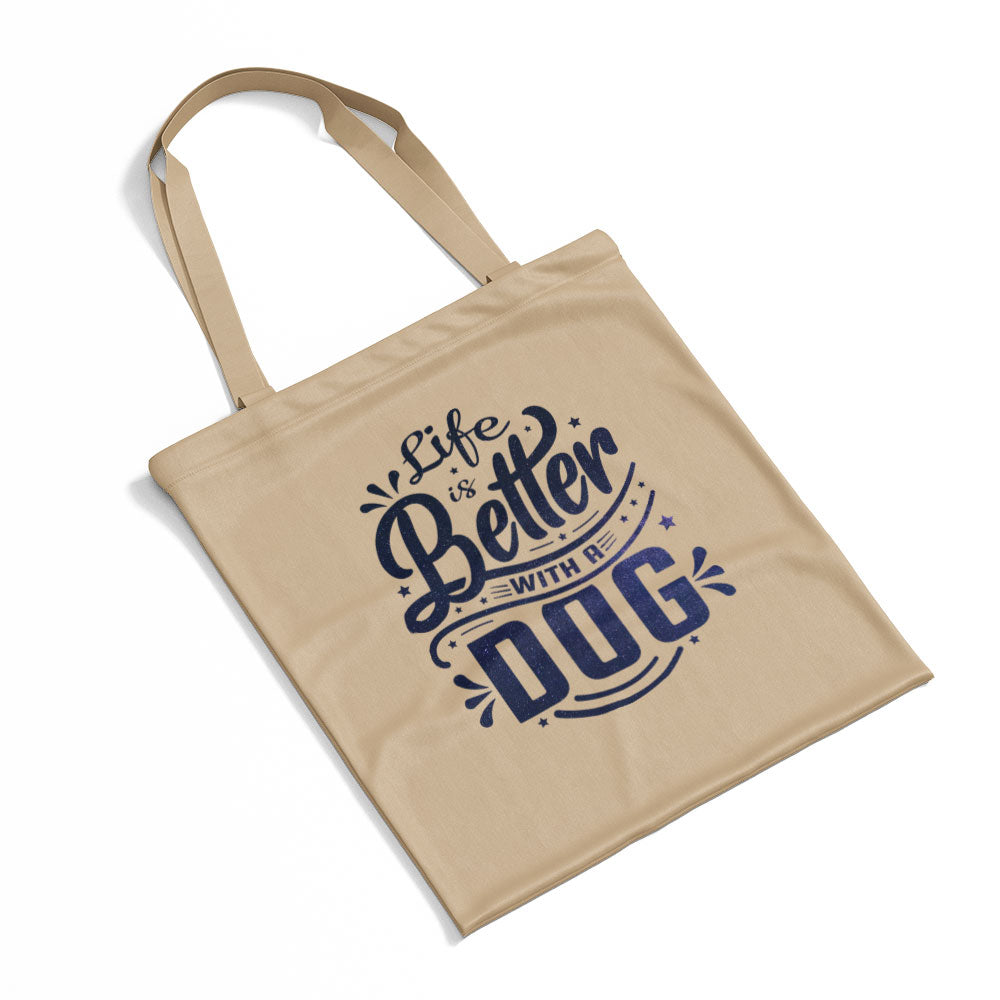 Life Is Better With A Dog With Paws With Green Galaxy Font Totes at $22.95 found at Personalizedpetlovergifts