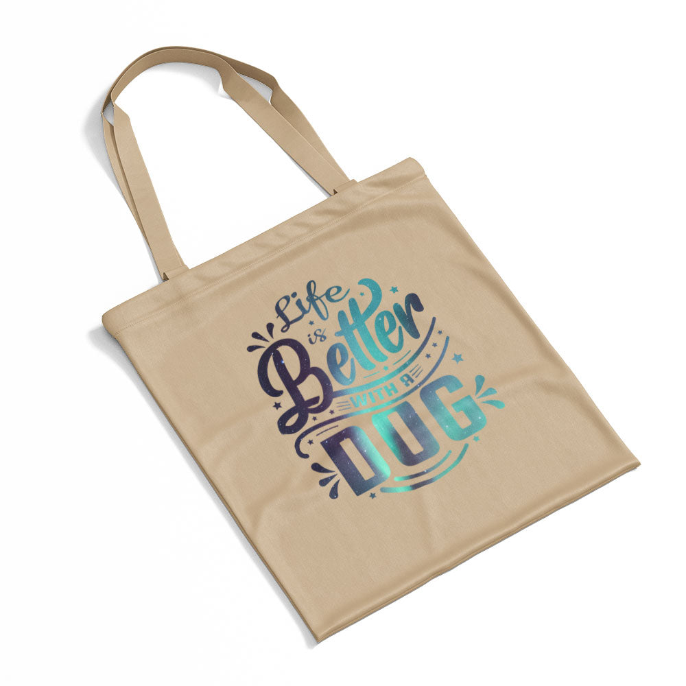 Life Is Better With A Dog With Paws With Star Font Totes at $22.95 found at Personalizedpetlovergifts