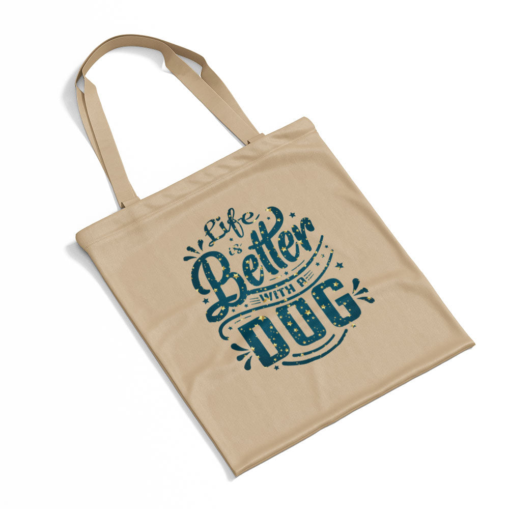 Life Is Better With A Dog With Star Font Totes at $22.95 found at Personalizedpetlovergifts