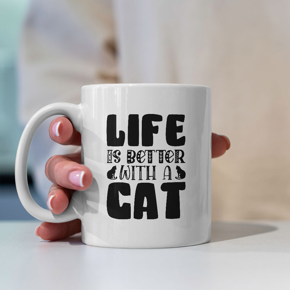 Life Is Good With a Cat Coffee Mug at $13.95 found at Personalizedpetlovergifts