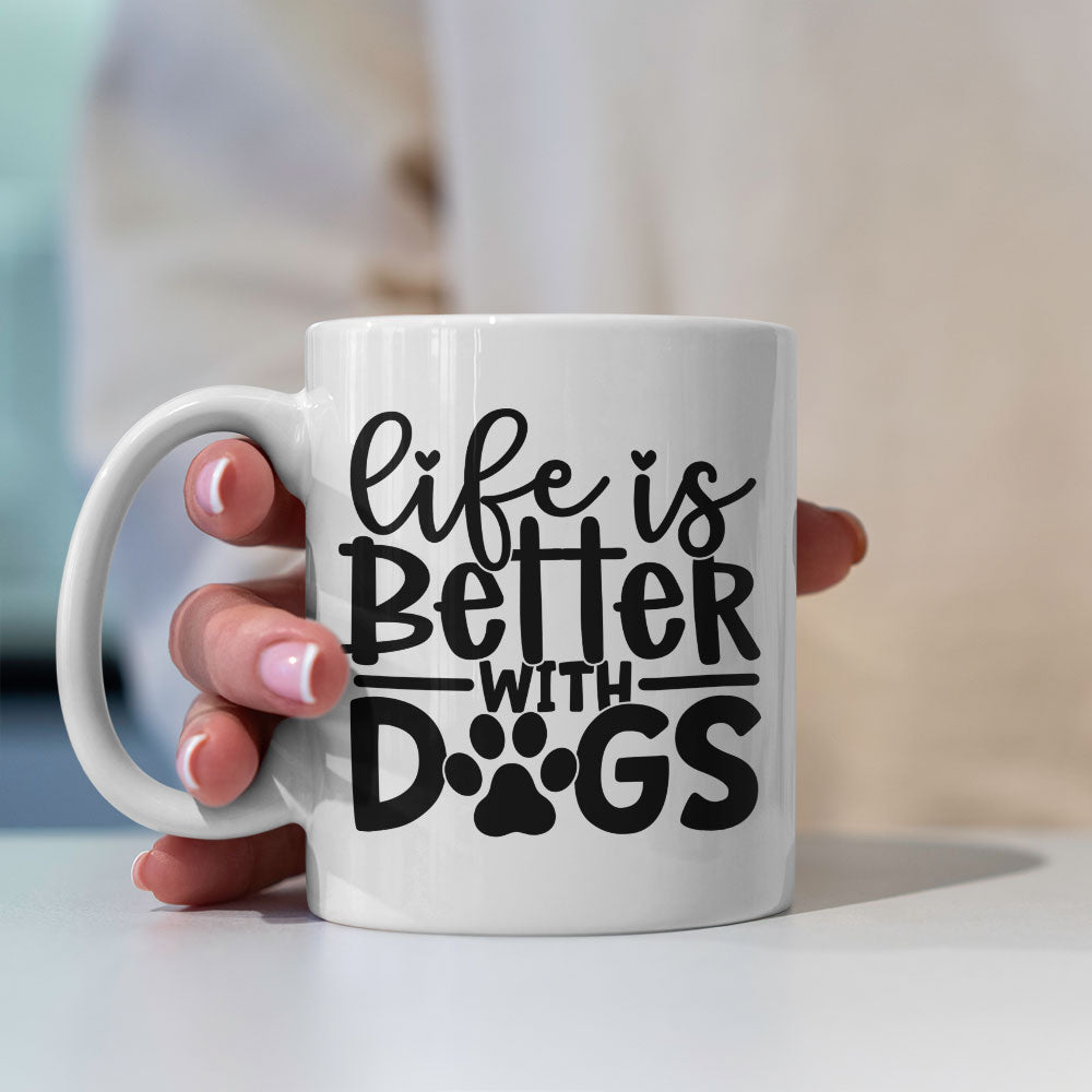 Life Is Better With Dogs With A Paw Mugs at $13.95 found at Personalizedpetlovergifts