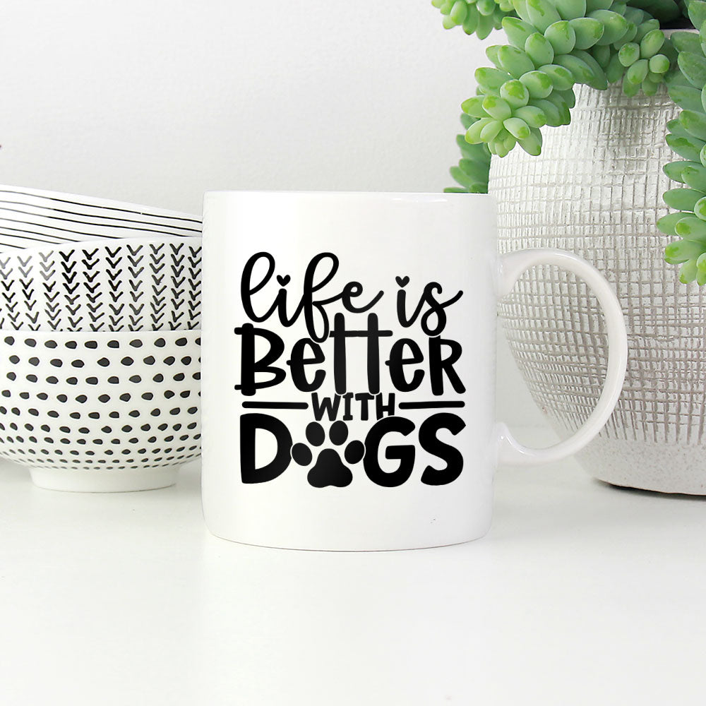 Life Is Better With Dogs With A Paw Mugs at $13.95 found at Personalizedpetlovergifts