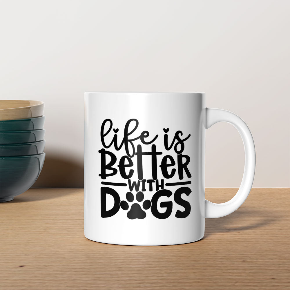 Life Is Better With Dogs With A Paw Mugs at $13.95 found at Personalizedpetlovergifts