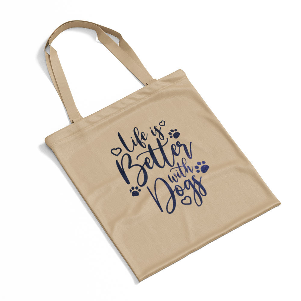 Life Is Better With Dogs With Galaxy Font Totes at $22.95 found at Personalizedpetlovergifts