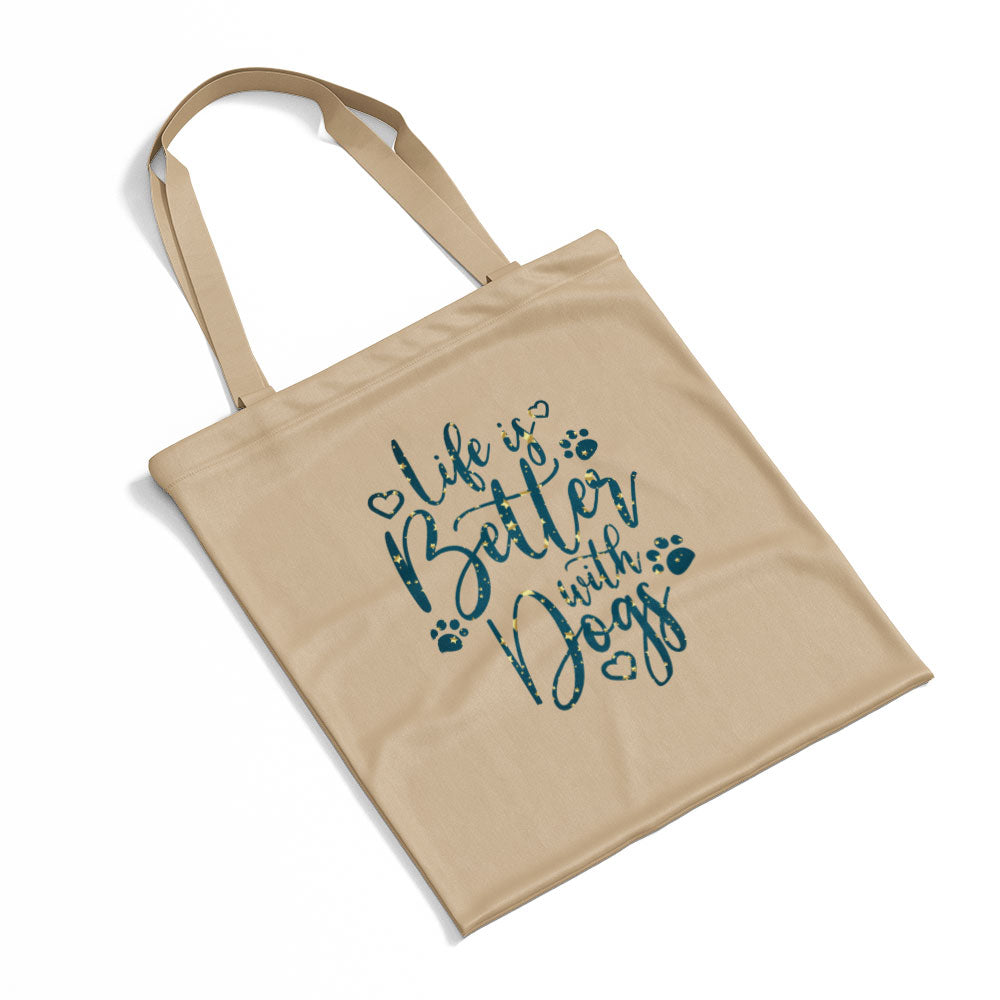 Life Is Better With Dogs With Star Font Totes at $22.95 found at Personalizedpetlovergifts