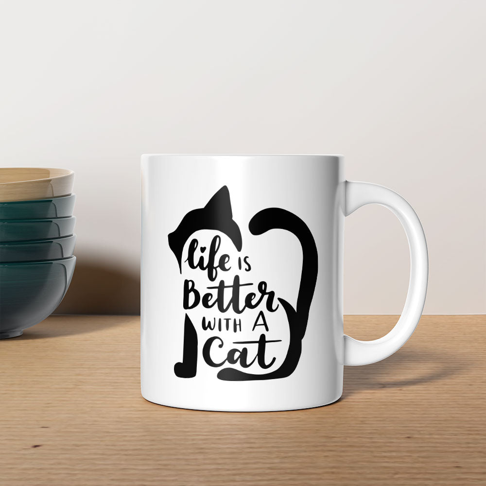 life is better with cats Coffee Mug at $13.95 found at Personalizedpetlovergifts