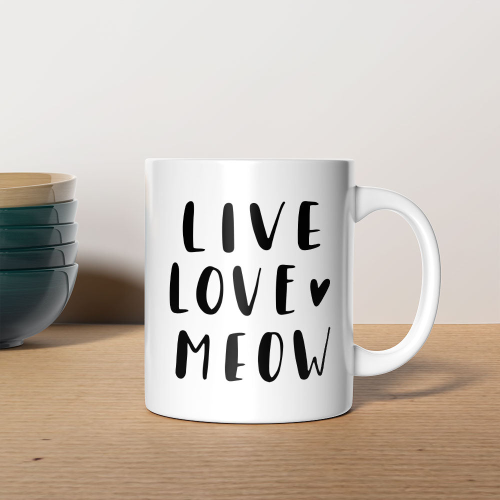 Live Love Meow Coffee Mug at $13.95 found at Personalizedpetlovergifts