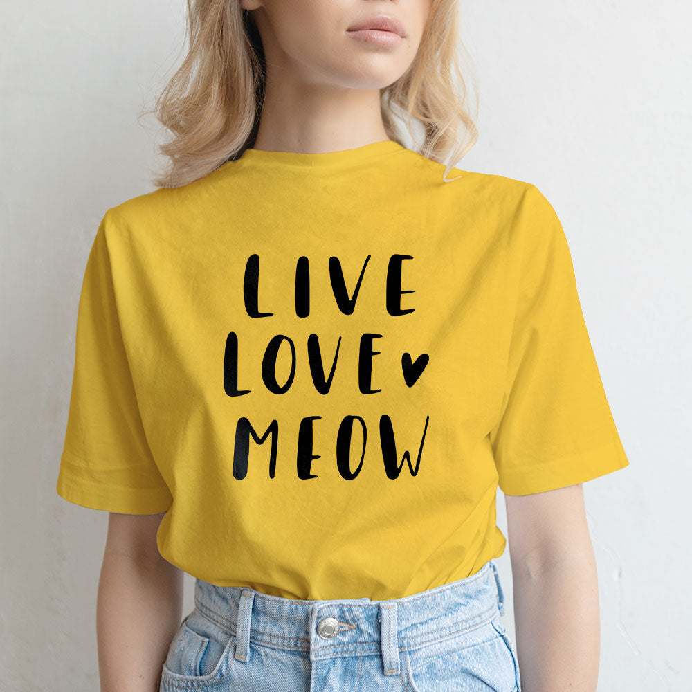 Live Love Meow Unisex T-Shirt at $22.95 found at Personalizedpetlovergifts