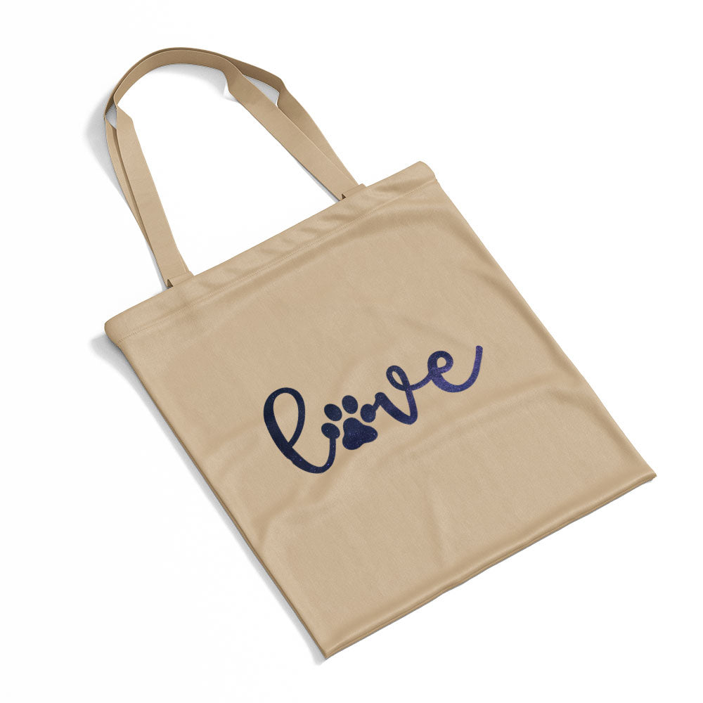 Love Paw With Galaxy Font Totes at $22.95 found at Personalizedpetlovergifts