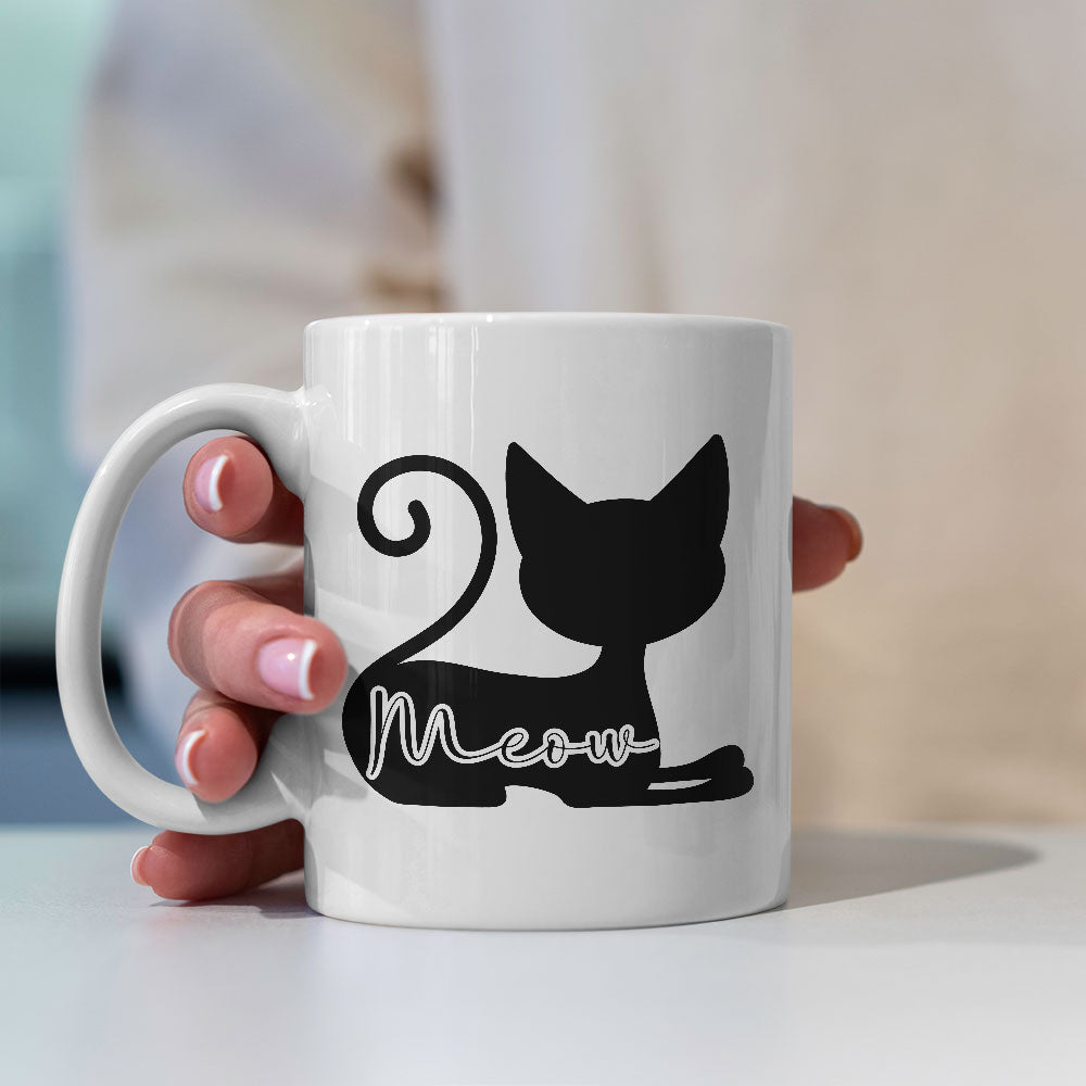 Meow In a Cat Silhouette Coffee Mug at $13.95 found at Personalizedpetlovergifts