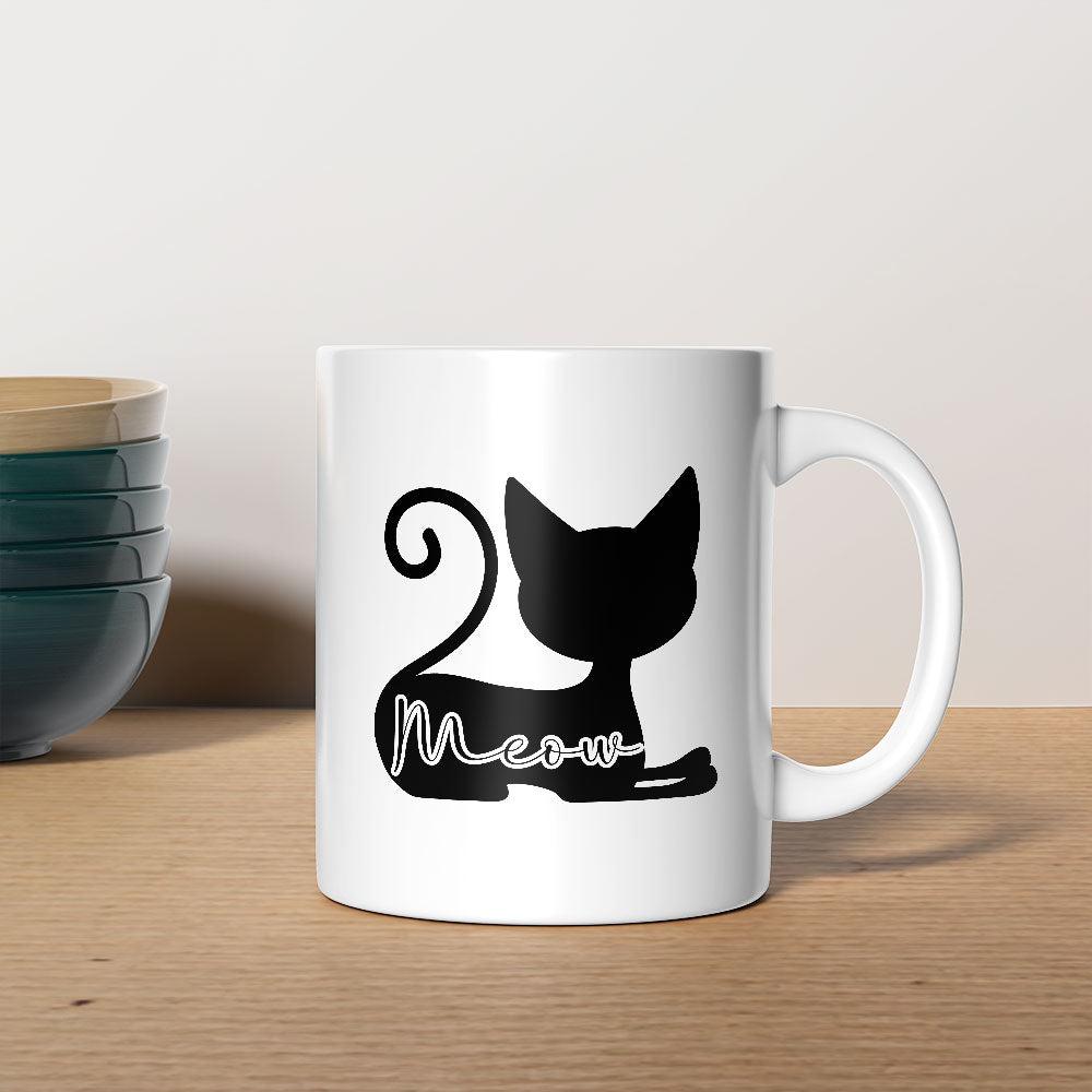 Meow In a Cat Silhouette Coffee Mug at $13.95 found at Personalizedpetlovergifts