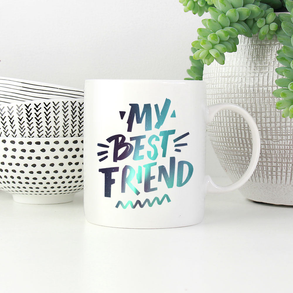 My Best Friend with Green Galaxy font Mugs at $13.95 found at Personalizedpetlovergifts