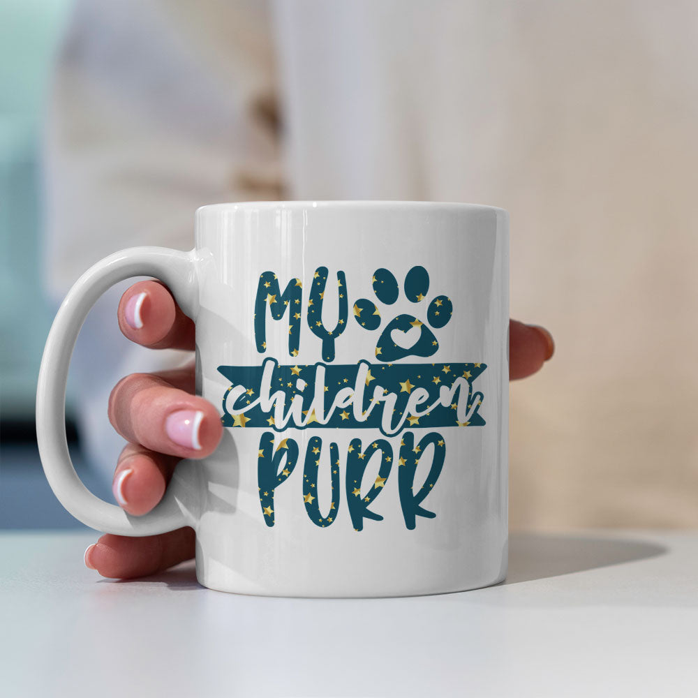 My Children Purr In Star Pattern Mug at $13.95 found at Personalizedpetlovergifts