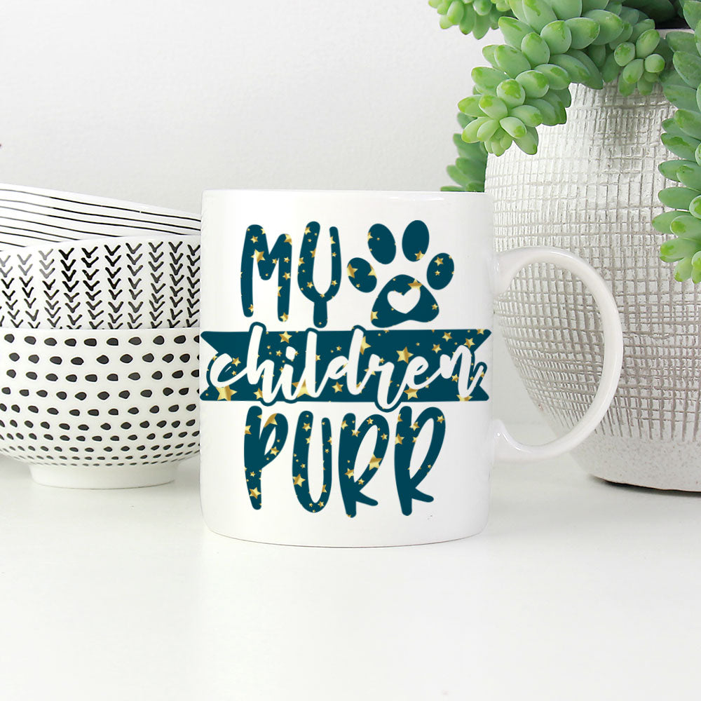 My Children Purr In Star Pattern Mug at $13.95 found at Personalizedpetlovergifts