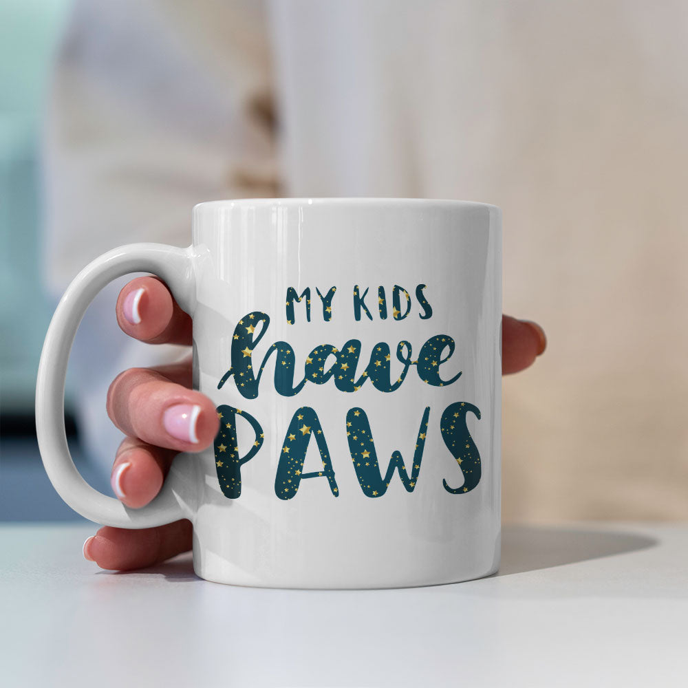 My Kids Have Paws In Star Pattern Mug at $13.95 found at Personalizedpetlovergifts