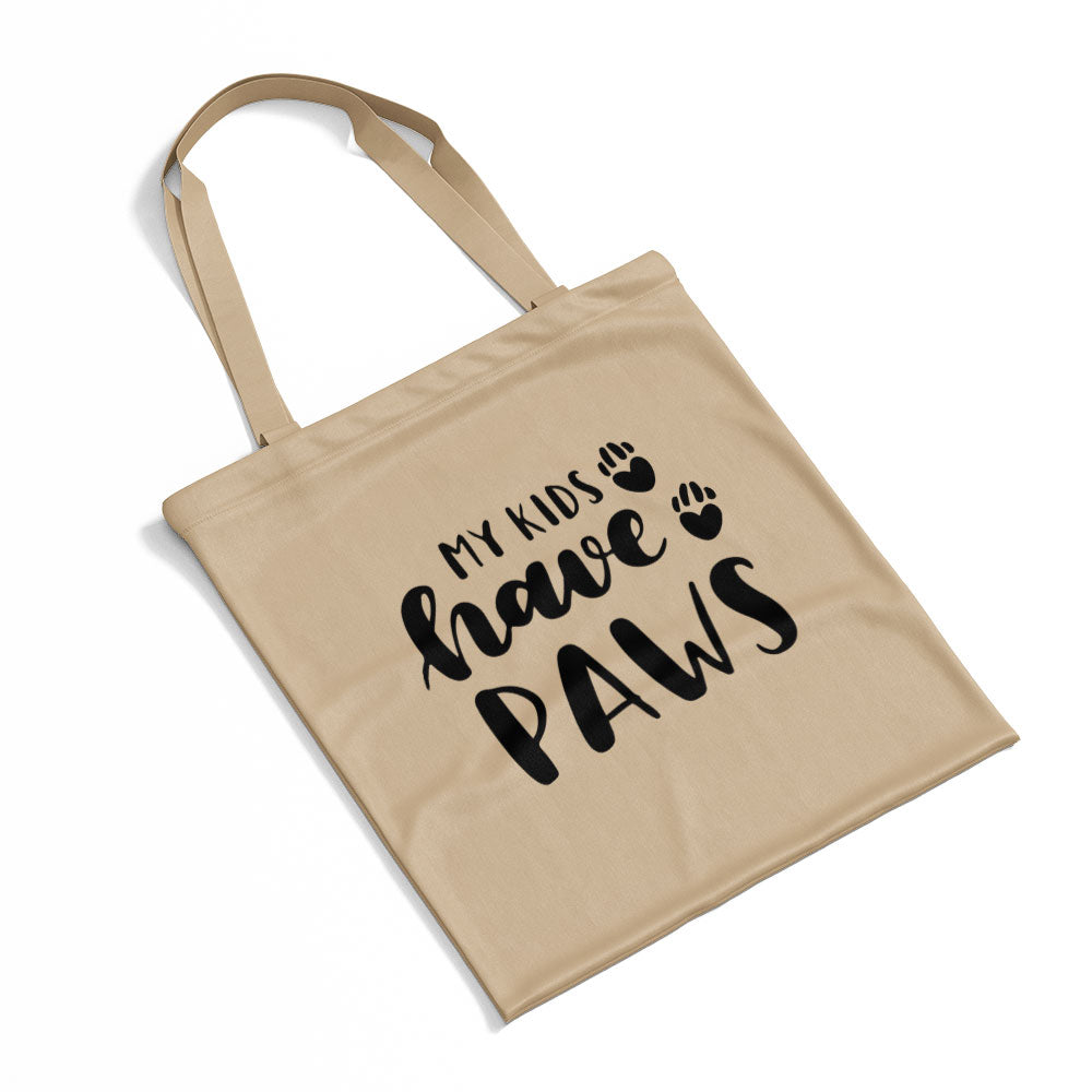 My Kids Have Paws With Blue Gradient Font Totes at $22.95 found at Personalizedpetlovergifts