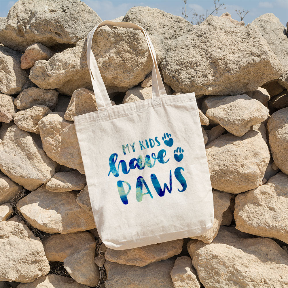 My Kids Have Paws With Galaxy Font Totes at $22.95 found at Personalizedpetlovergifts