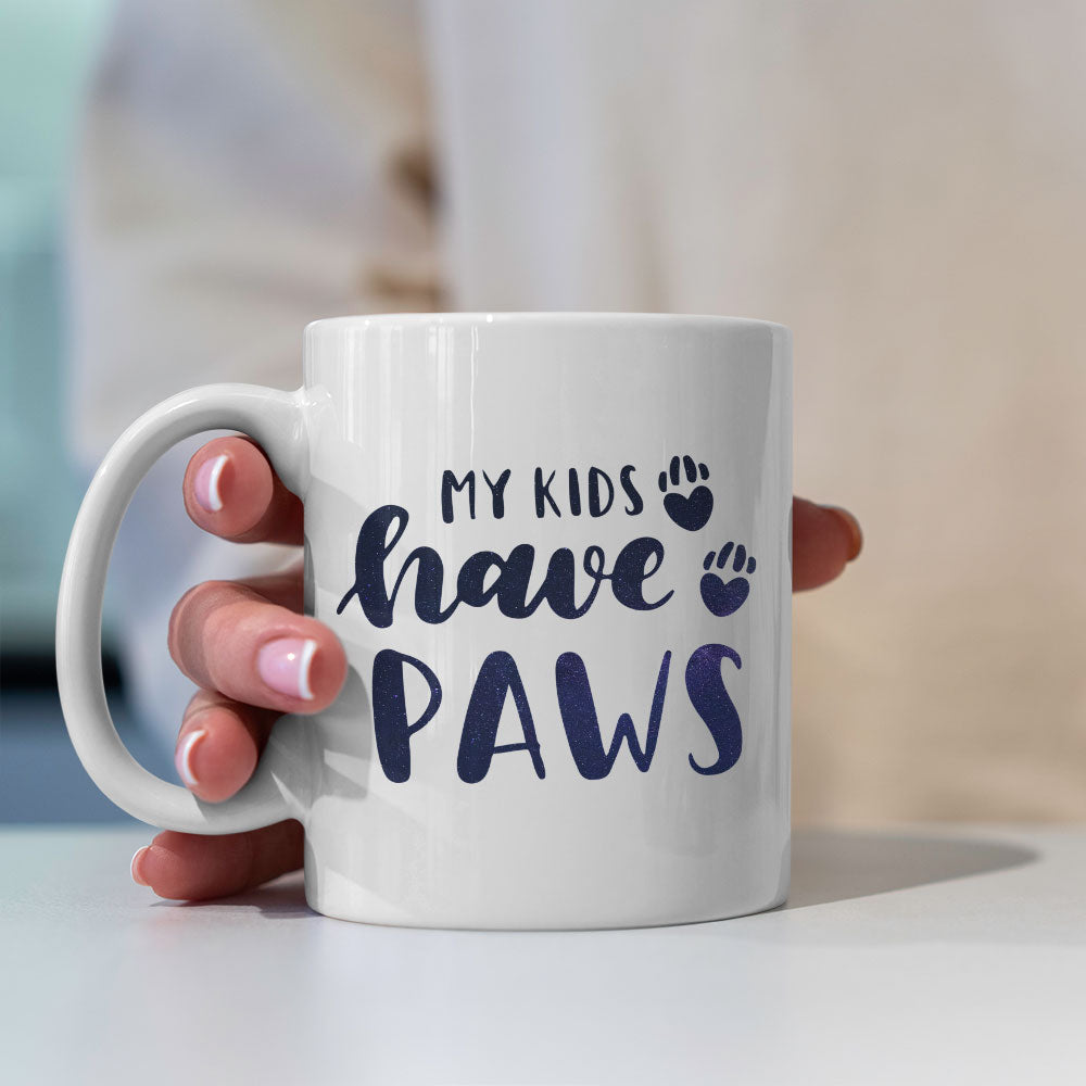 My Kids Have Paws with Green Galaxy font Mugs at $13.95 found at Personalizedpetlovergifts