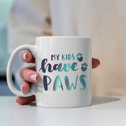 My Kids Have Paws With Hearts Mugs at $13.95 found at Personalizedpetlovergifts