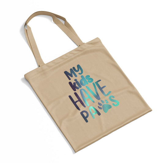 My Kids Have Paws With Hearts With Star Font Totes at $22.95 found at Personalizedpetlovergifts