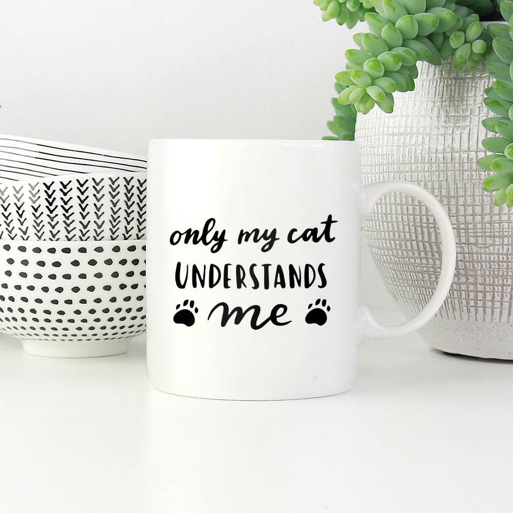 Only My Cat Understands Me With Hearts Coffee Mug at $13.95 found at Personalizedpetlovergifts