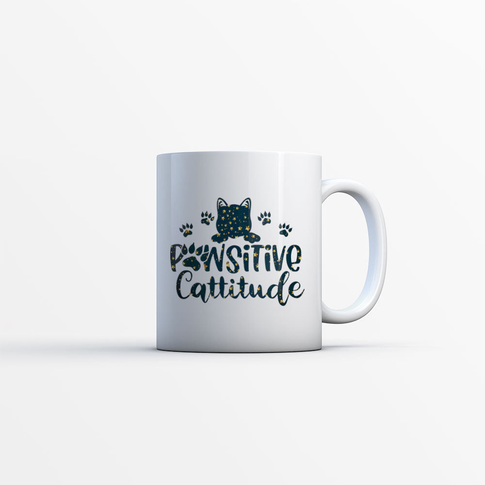 Pawsitive Cattitude In Star Pattern Mug at $13.95 found at Personalizedpetlovergifts