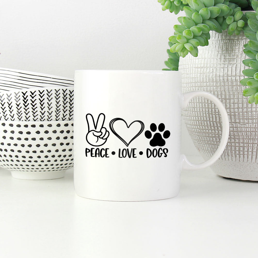 Peave Love Dogs Mugs at $13.95 found at Personalizedpetlovergifts