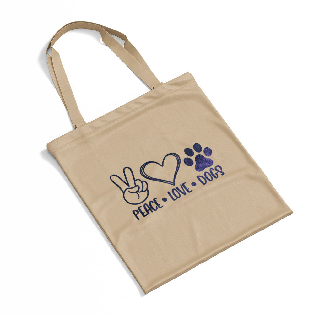 Peave Love Dogs With Galaxy Font Totes at $22.95 found at Personalizedpetlovergifts