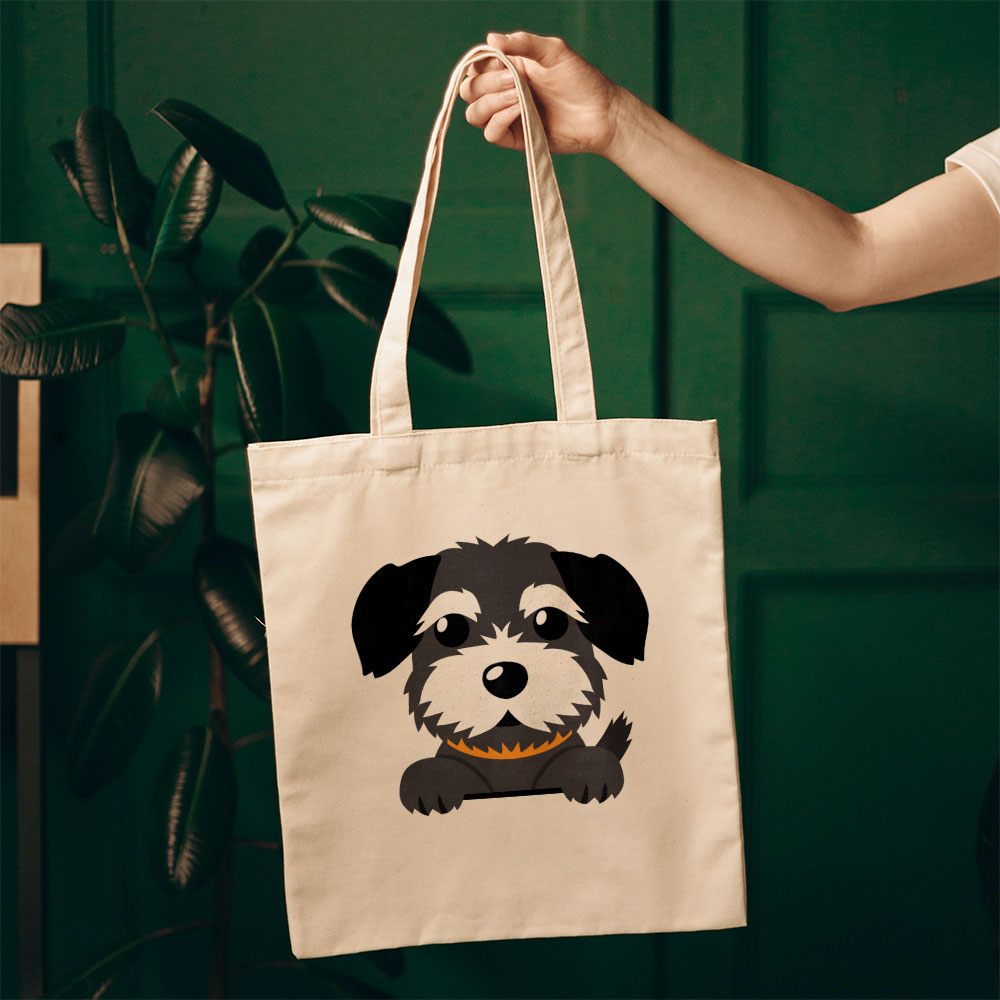 Peeking Black White Puppy Totes at $22.95 found at Personalizedpetlovergifts