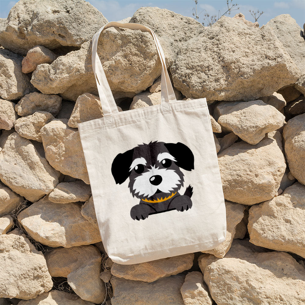 Peeking Black White Puppy Totes at $22.95 found at Personalizedpetlovergifts