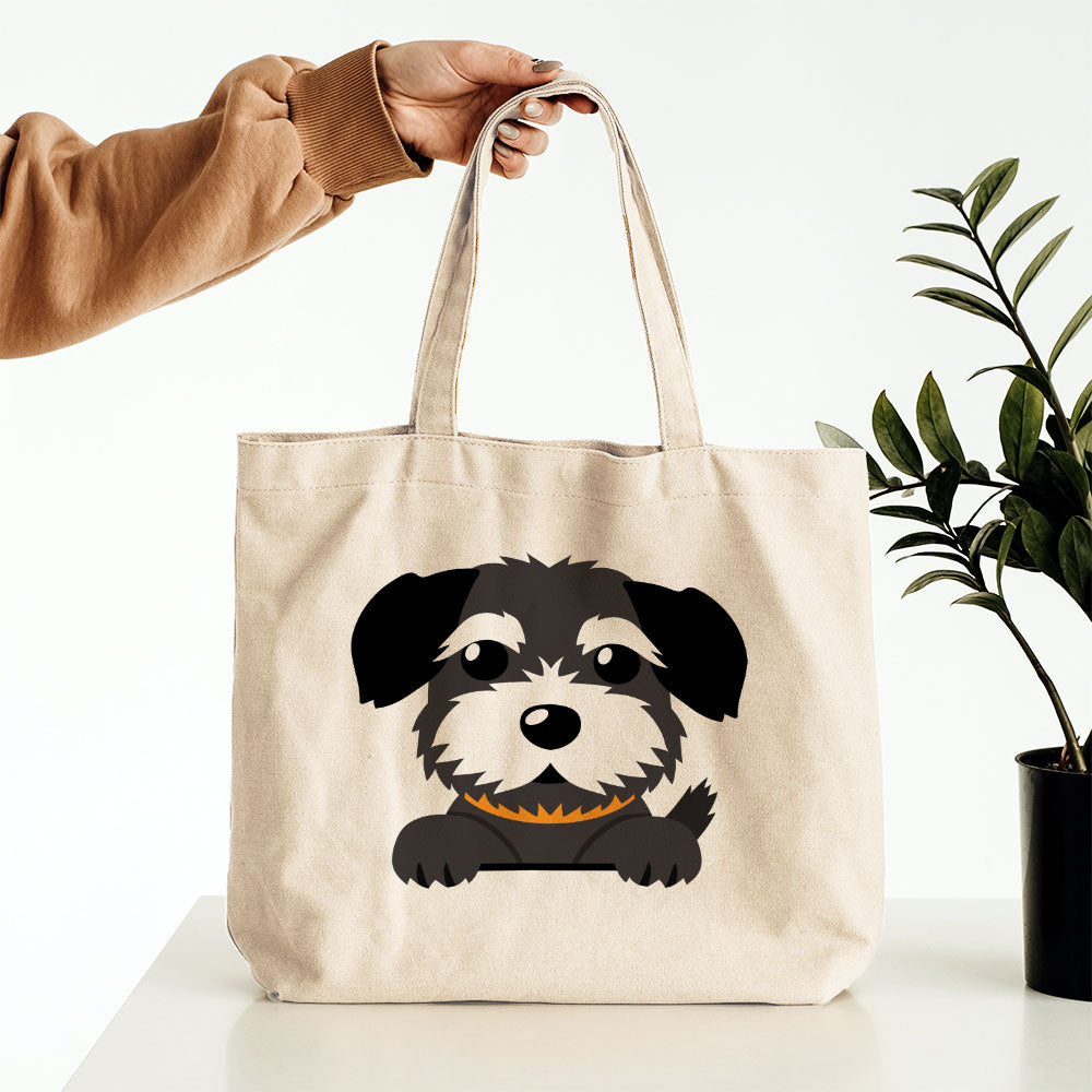 Peeking Black White Puppy Totes at $22.95 found at Personalizedpetlovergifts