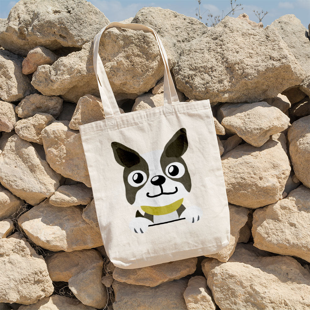 Peeking Bulldog Brown White Totes at $22.95 found at Personalizedpetlovergifts