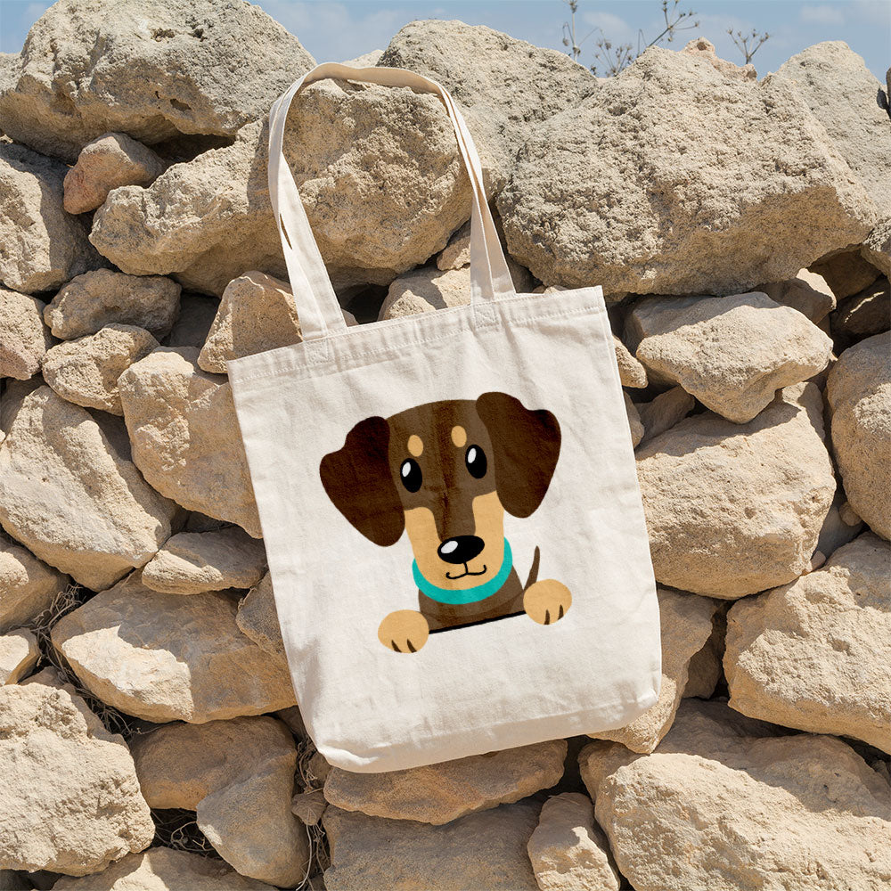 Peeking Dark Brown Dog Totes at $22.95 found at Personalizedpetlovergifts