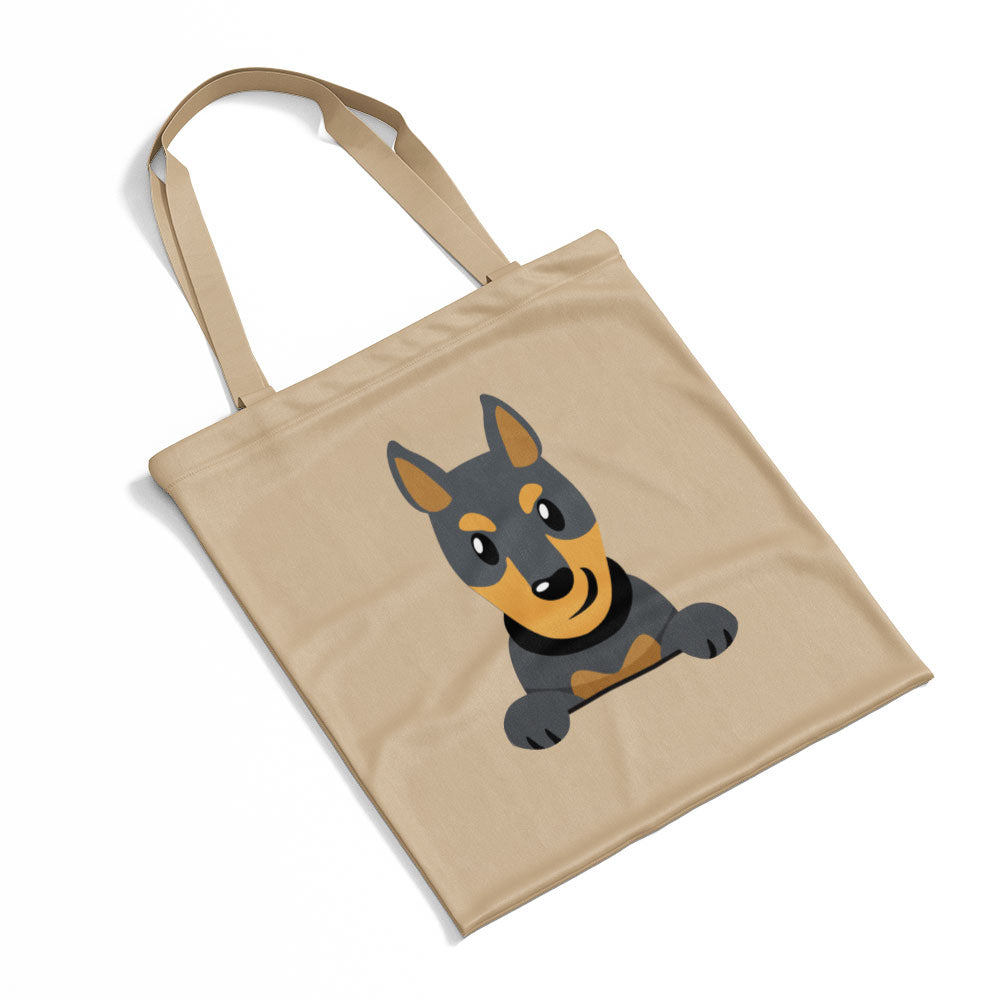 Peeking Dobberman Totes at $22.95 found at Personalizedpetlovergifts