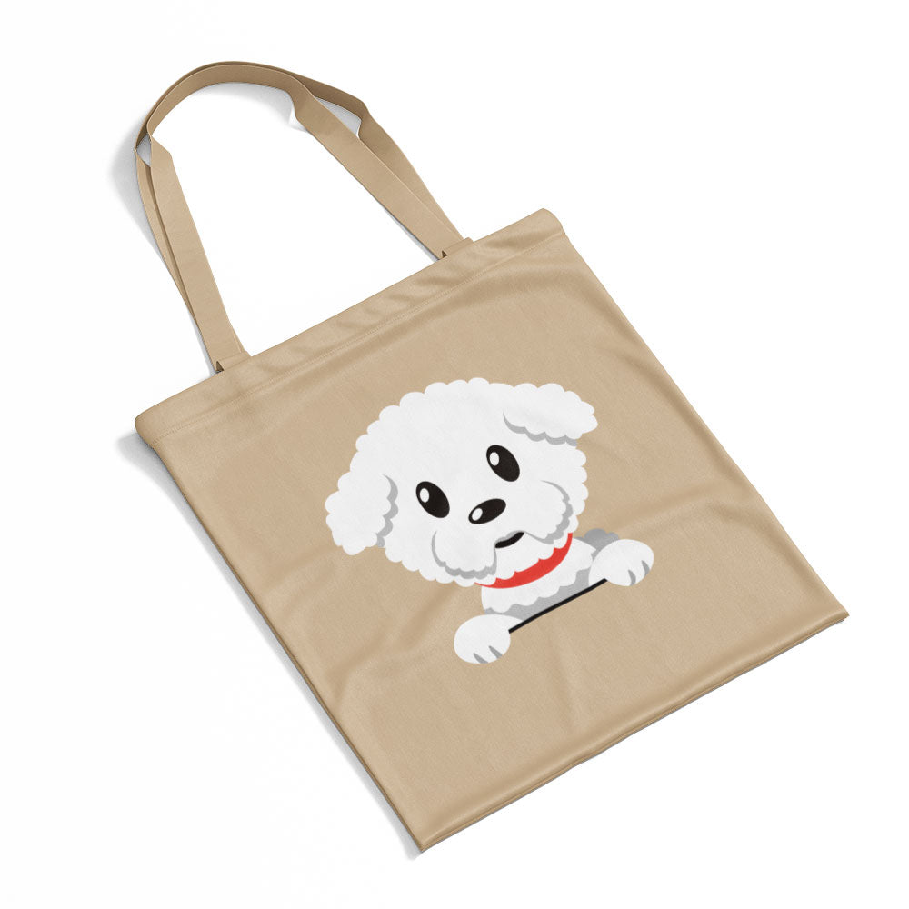 Peeking Fuzzy White Puppy Totes at $22.95 found at Personalizedpetlovergifts