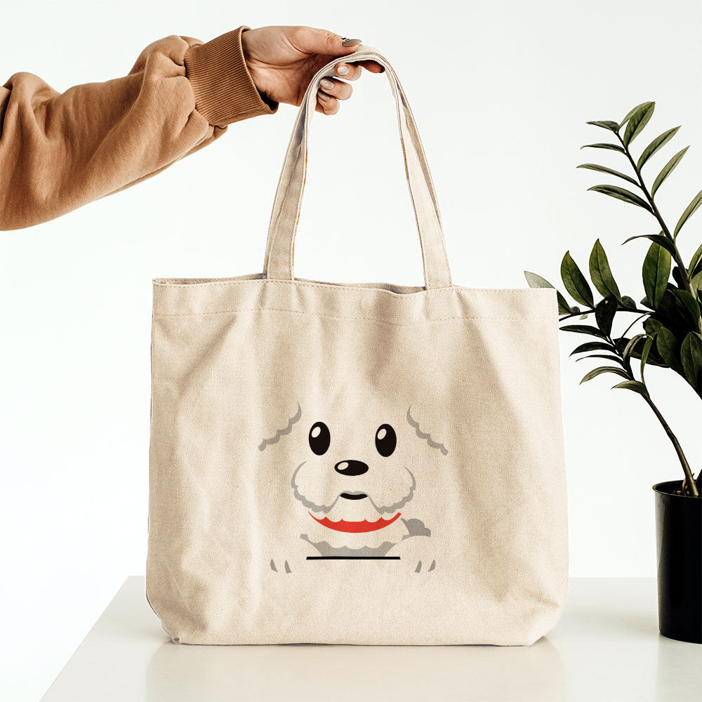 Peeking Fuzzy White Puppy Totes at $22.95 found at Personalizedpetlovergifts