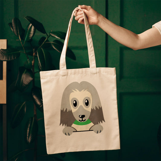 Peeking Long Haired Dog Totes at $22.95 found at Personalizedpetlovergifts