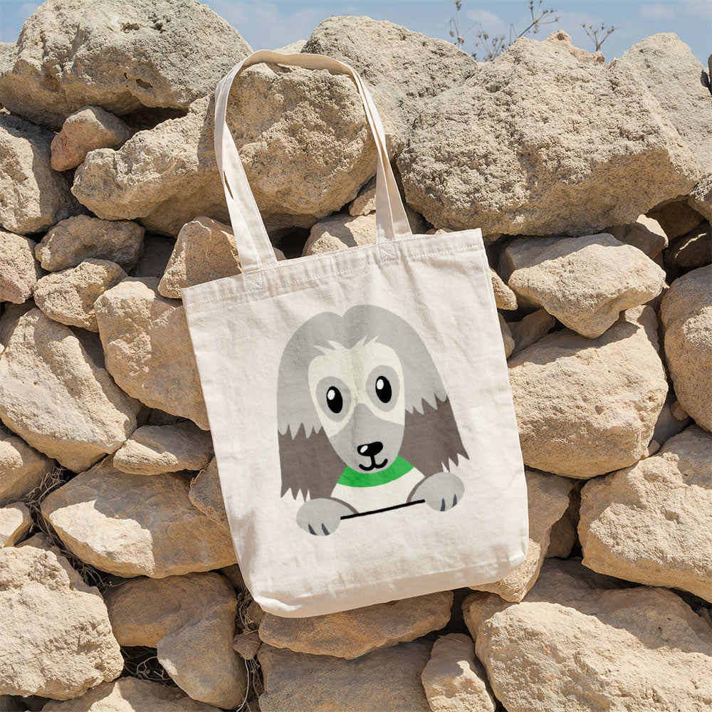 Peeking Long Haired Dog Totes at $22.95 found at Personalizedpetlovergifts