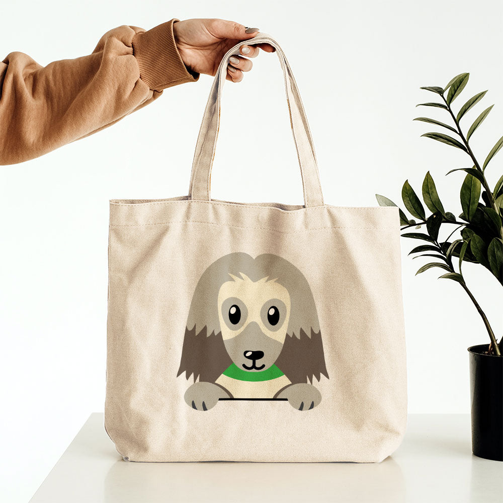 Peeking Long Haired Dog Totes at $22.95 found at Personalizedpetlovergifts