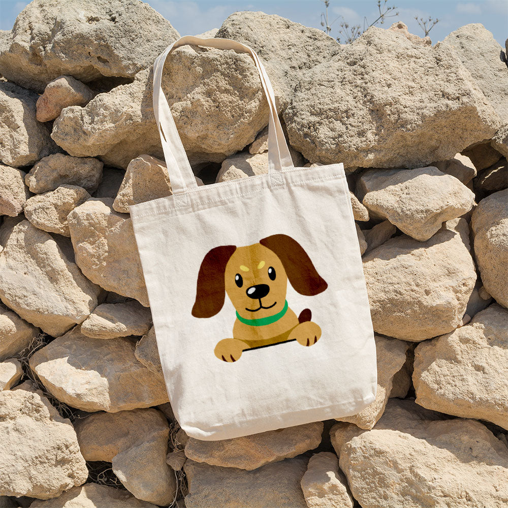 Peeking Tan Brown Dog Totes at $22.95 found at Personalizedpetlovergifts