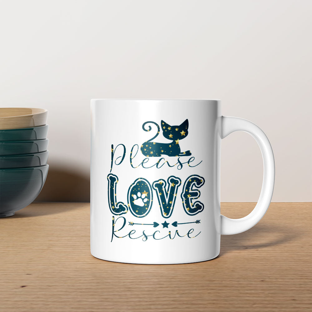 Please Love Rescue In Star Pattern Mug at $13.95 found at Personalizedpetlovergifts