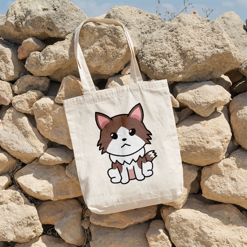 Sitting Brown White Dog Totes at $22.95 found at Personalizedpetlovergifts